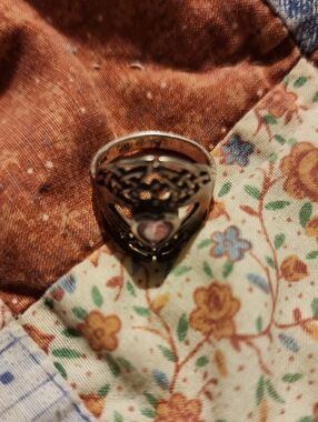 Peter Stone Silver And Amethyst Celtic Claddagh Ring Size 6